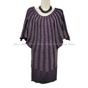 𝅺PURPLE Glitter Tunic Knit Dress or Glitter Top One Size Fits Most